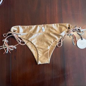 NWT TULAROSA BIKINI BOTTOM GOLD S